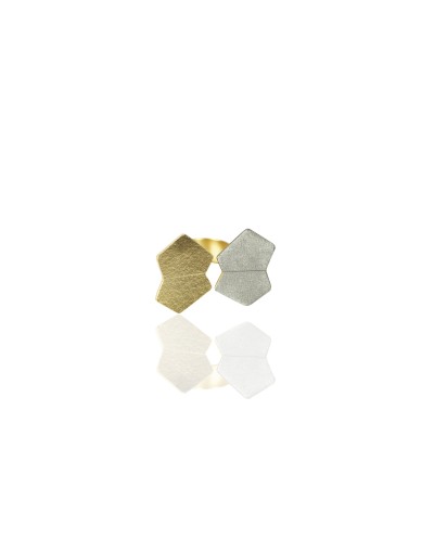 Anillo Abanico abierto oro y plata