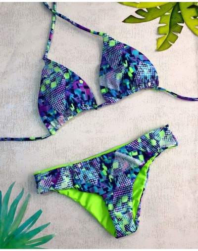 Bikini Reversible verde neón