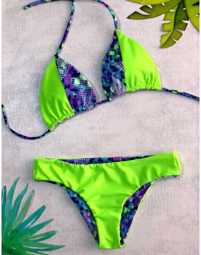 Bikini Reversible verde neón