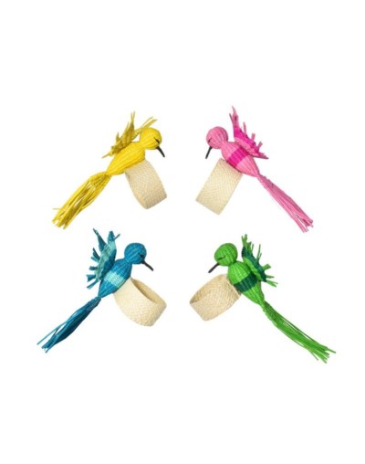 Servilleteros en forma de colibri (set de 4) hechos a mano, curados, lujosos.