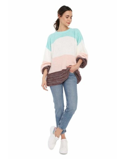 Saco ancho 4 colores matizado cuello redondo