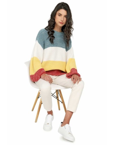 Saco ancho 4 colores matizado cuello redondo
