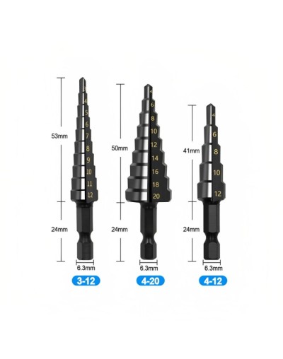 Juego de brocas escalonadas hss de vastago hexagonal