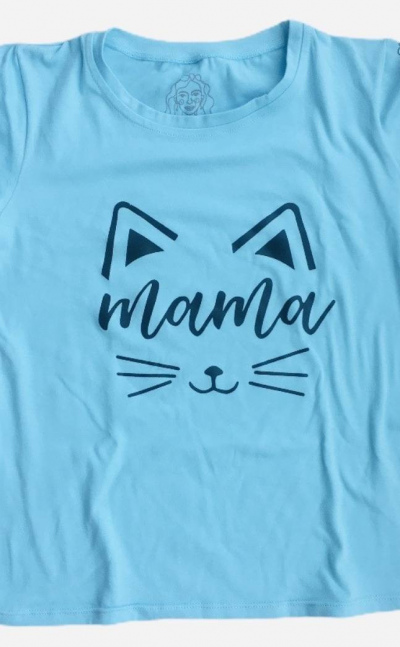 Camiseta Mamá Cat Azul