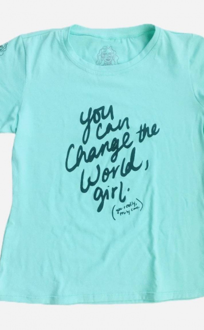 Camisetas You can change the world girl. Azul