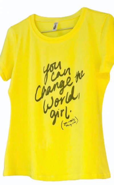 Camisetas You can change the world girl. Amarilla