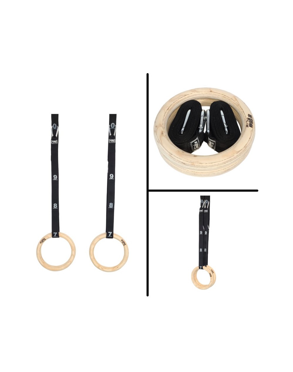 Anillas gimnasia de madera con correas