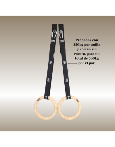 Anillas gimnasia de madera con correas