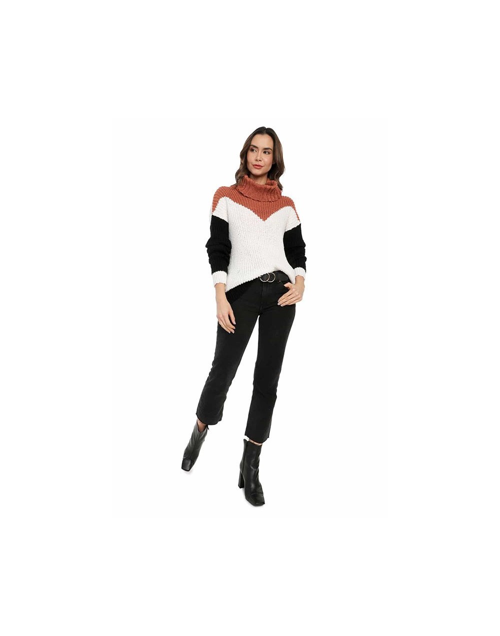 Saco intarsia 3 colores tube multicolor