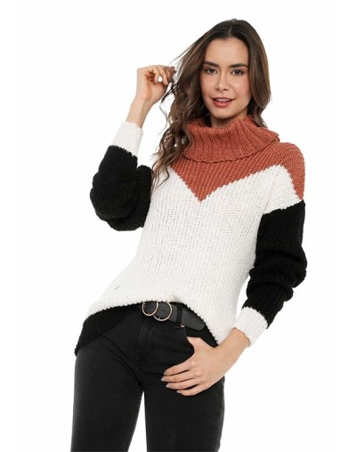 Saco intarsia 3 colores tube multicolor