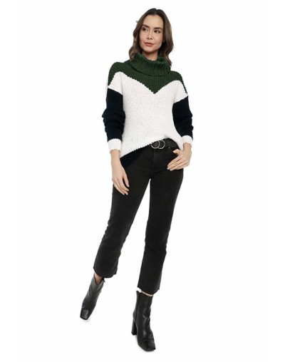Saco intarsia 3 colores tube multicolor