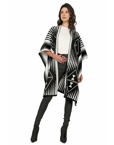 Ruana larga etnica 2 colores doble faz oma566