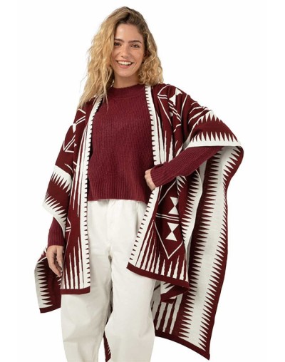 Ruana larga etnica 2 colores doble faz oma566