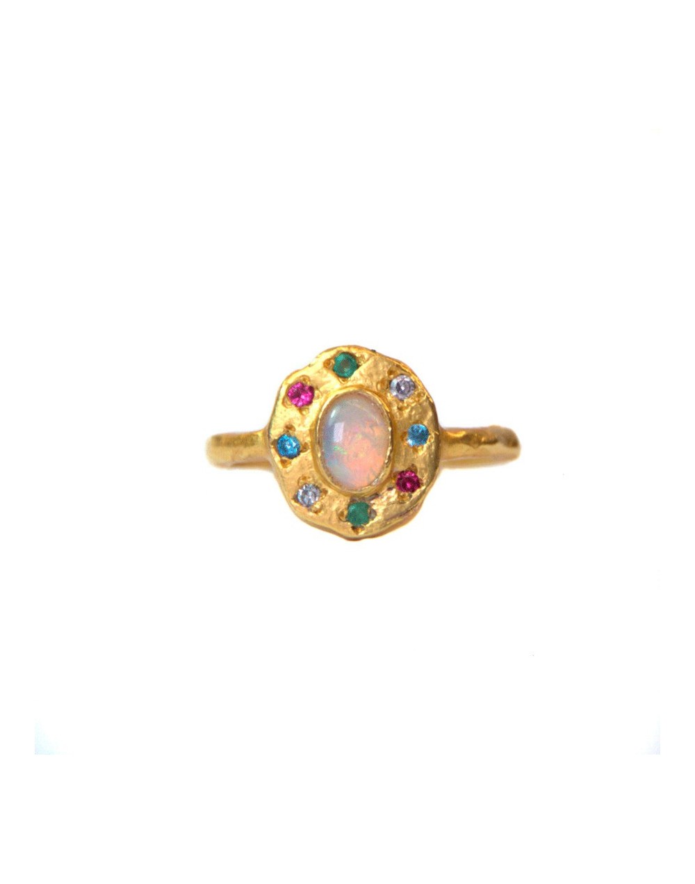 Anillo luz de luna oro y piedras 