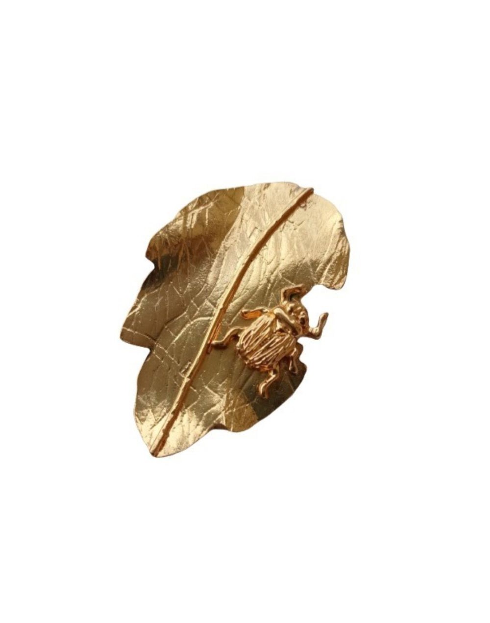 Broche escarabajo dorado