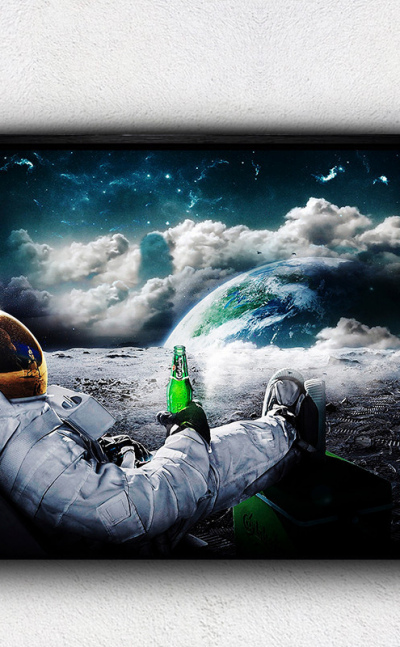 Cuadros Luminosos Astronauta cerveza