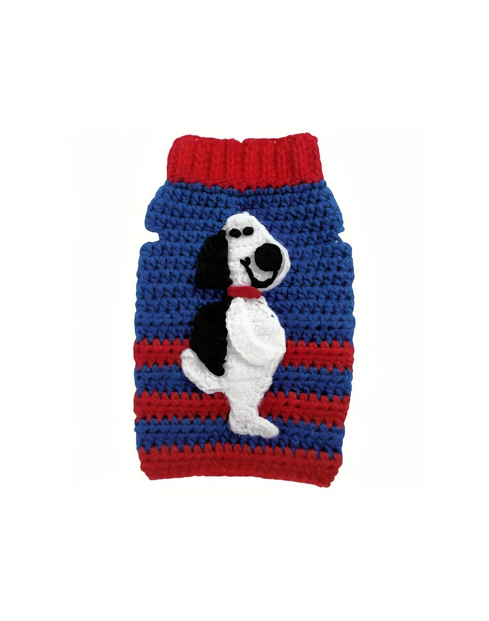 Saco tejido en crochet talla xxs sin mangas color rojo y azul snoopy