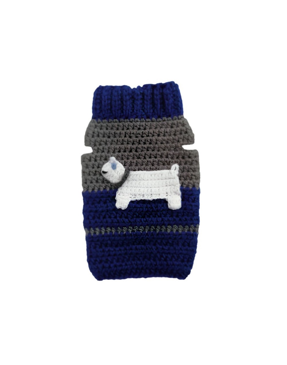 Saco tejido en crochet talla xxs sin mangas color gris y azul