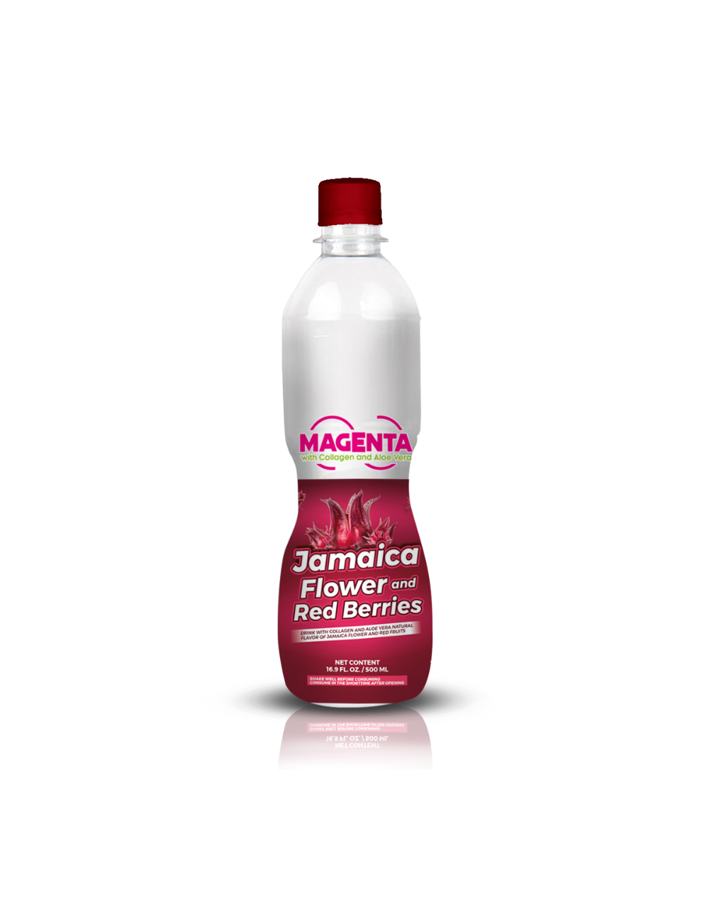 Bebida con Colágeno y Aloe Vera sabor a Flor de Jamaica natural y sabor Frutos Rojos 500ml