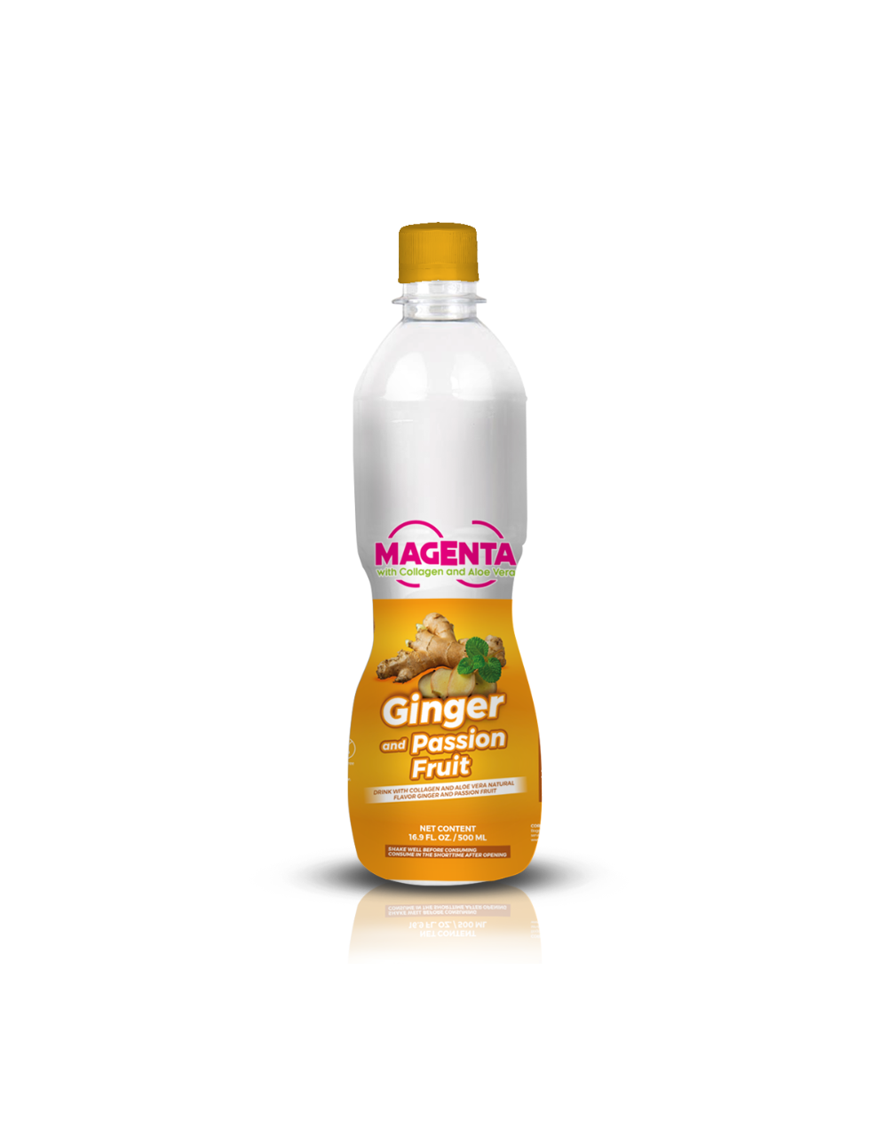 Bebida con Colágeno y Aloe Vera sabor a Jengibre Natural y sabor a Maracuyá 500ml