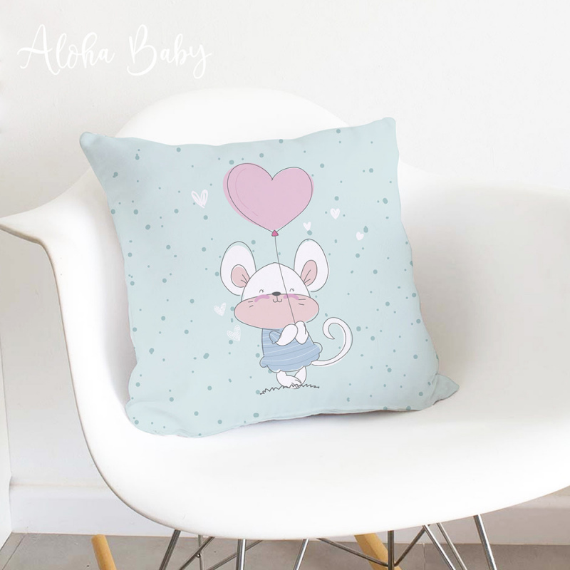 Cojin Bebe Mouse Pink 40x40