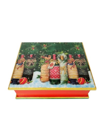 Caja seis divisiones botellas navideñas