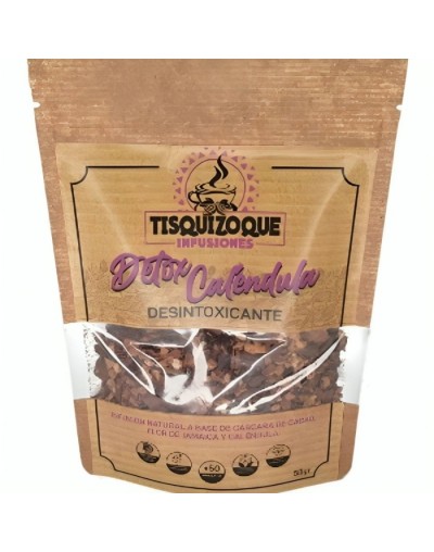 Infusión detox con cáscara de cacao, flor de jamaica y caléndula