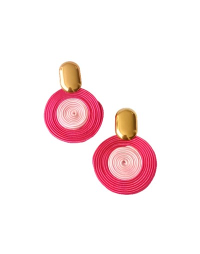 Aretes soutche fucsia y rosa