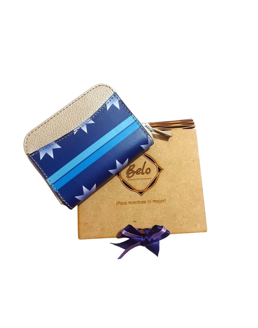 Monedero vanidoso estrellas cuero beige