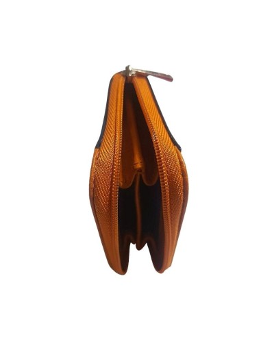Monedero vanidoso garabatos cuero naranja