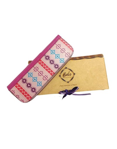 Portalápices multiusos vanidoso corazones cuero fucsia