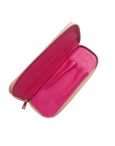 Portalápices multiusos vanidoso corazones cuero fucsia