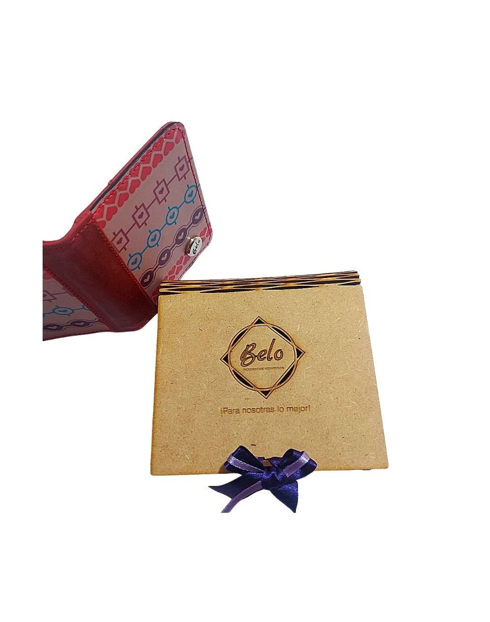 Porta documentos vanidoso corazones cuero rojo
