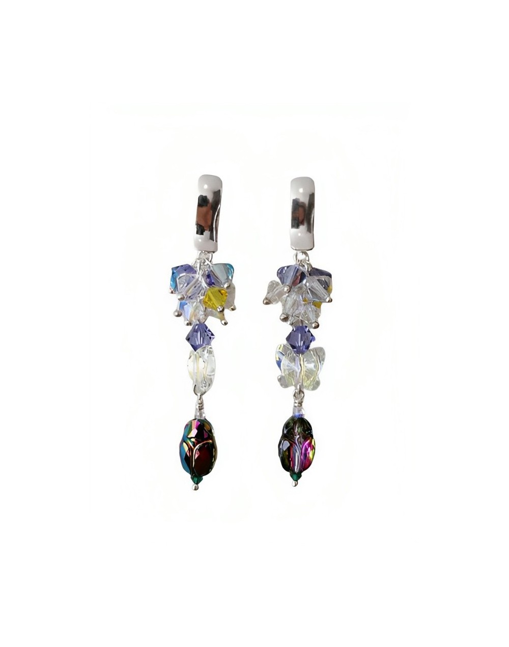 Aretes primavera swarovski y plata 9.25