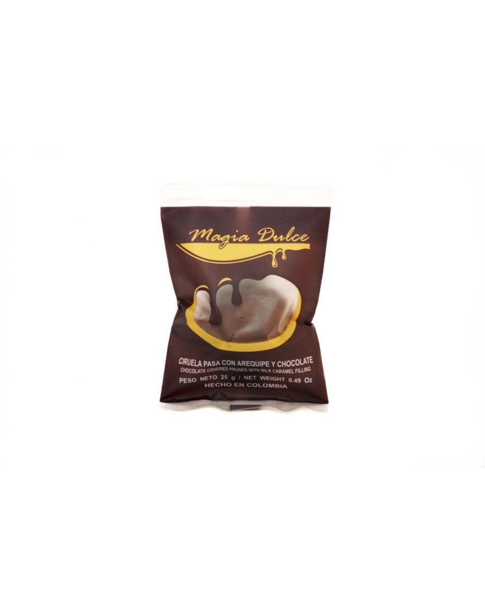 Ciruela pasa con arequipe y chocolate