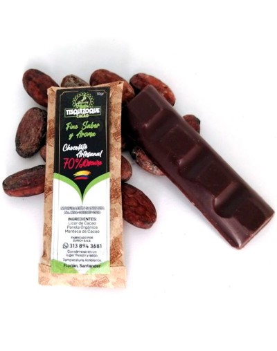 Chocolatina endulzada con panela orgánica fina sabor y aroma