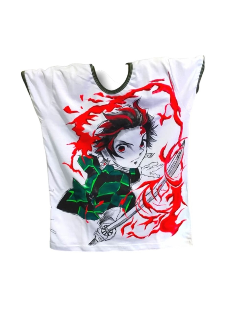 Camiseta pintada a mano tanjiro
