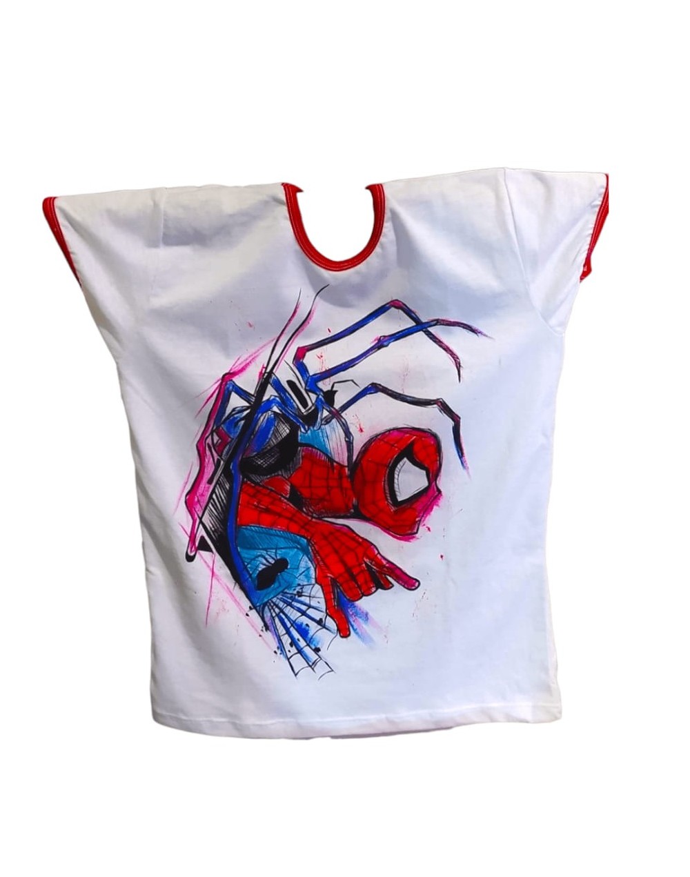 Camiseta pintada a mano de spiderman