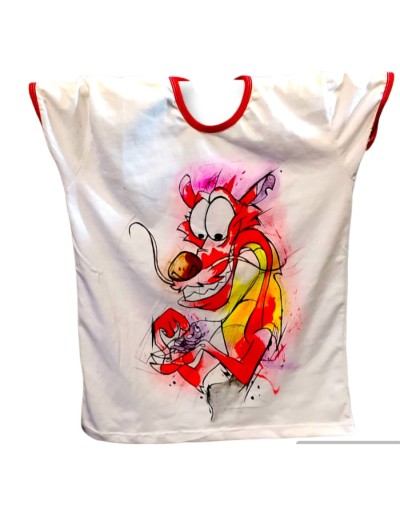 Camiseta pintada a mano de mushu