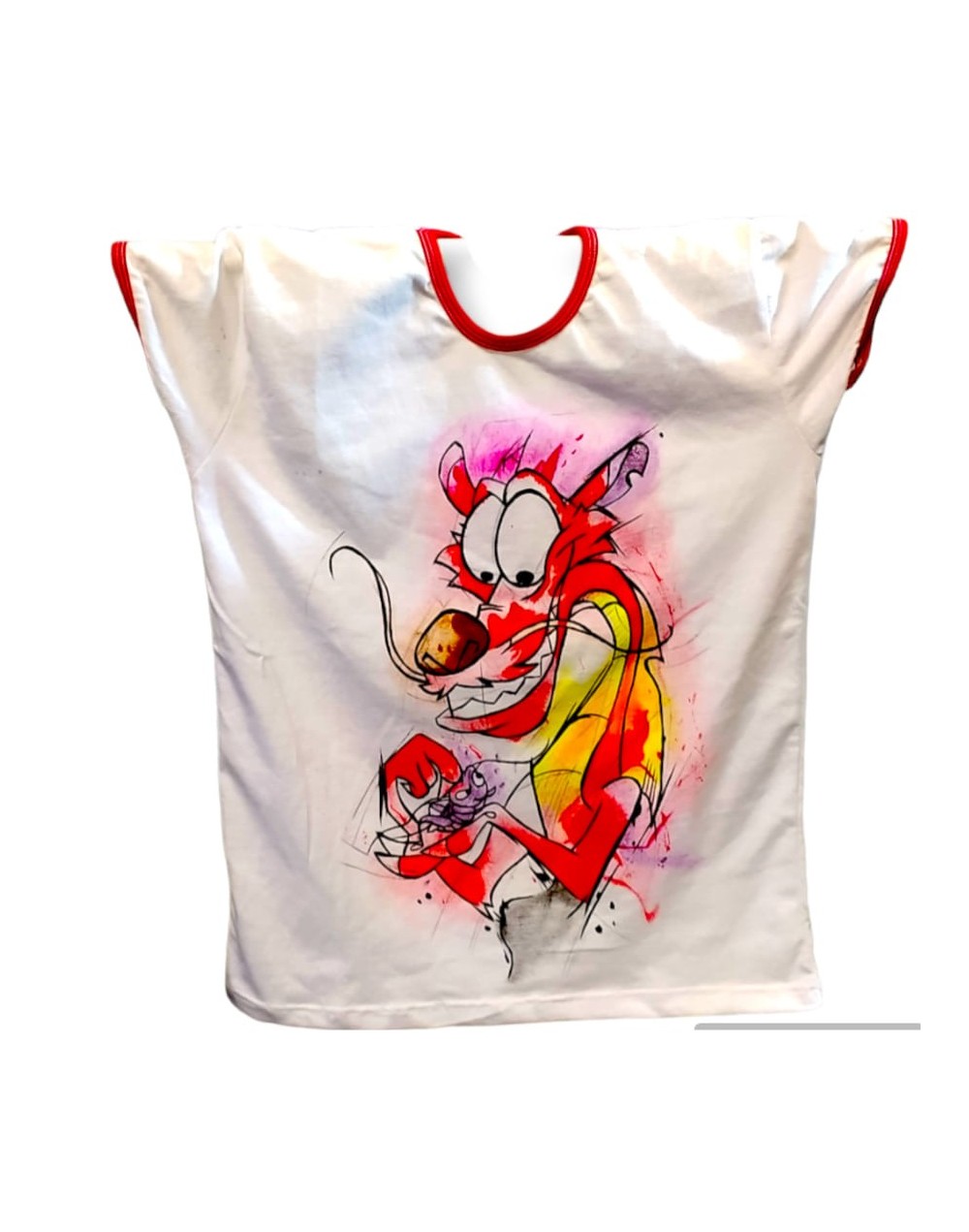 Camiseta pintada a mano de mushu