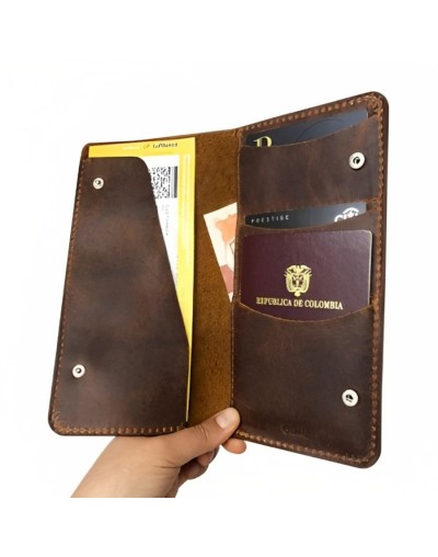 Porta pasaporte e2 cafe envejecido