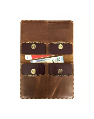 Porta pasaporte e6 cafe envejecido
