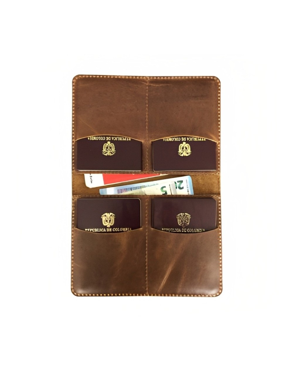 Porta pasaporte e6 cafe envejecido