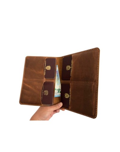 Porta pasaporte e6 cafe envejecido