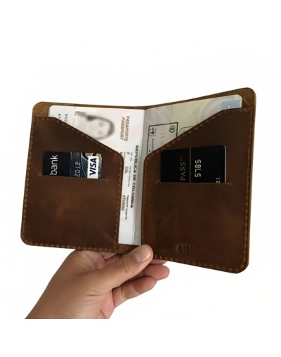 Porta pasaporte e4 cafe envejecido