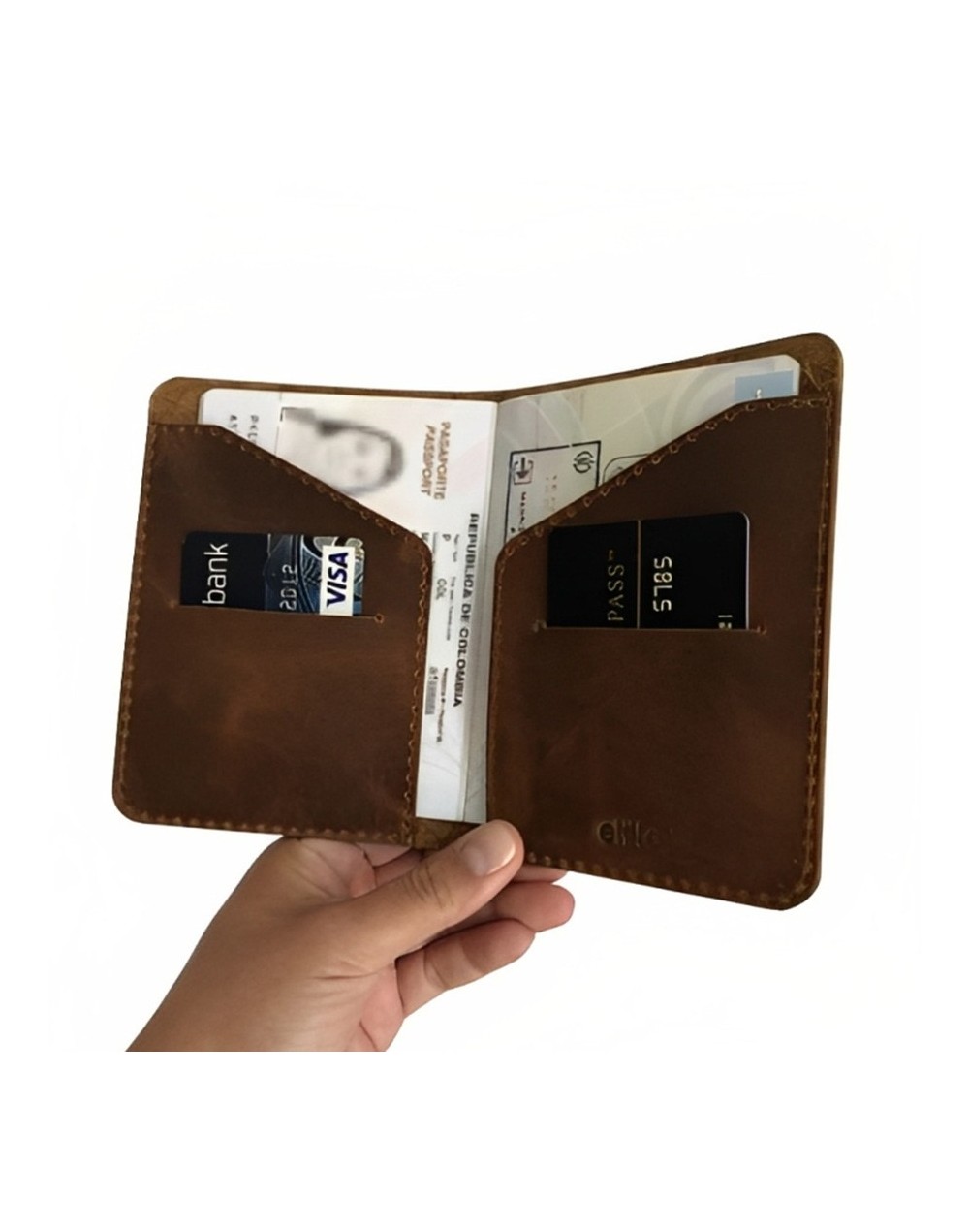 Porta pasaporte e4 cafe envejecido