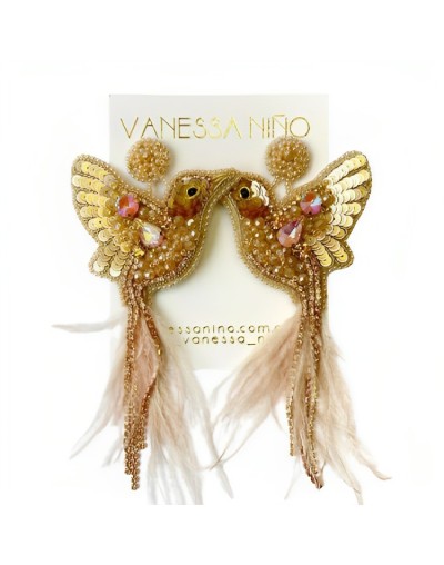 Aretes colibri cola larga rosegold
