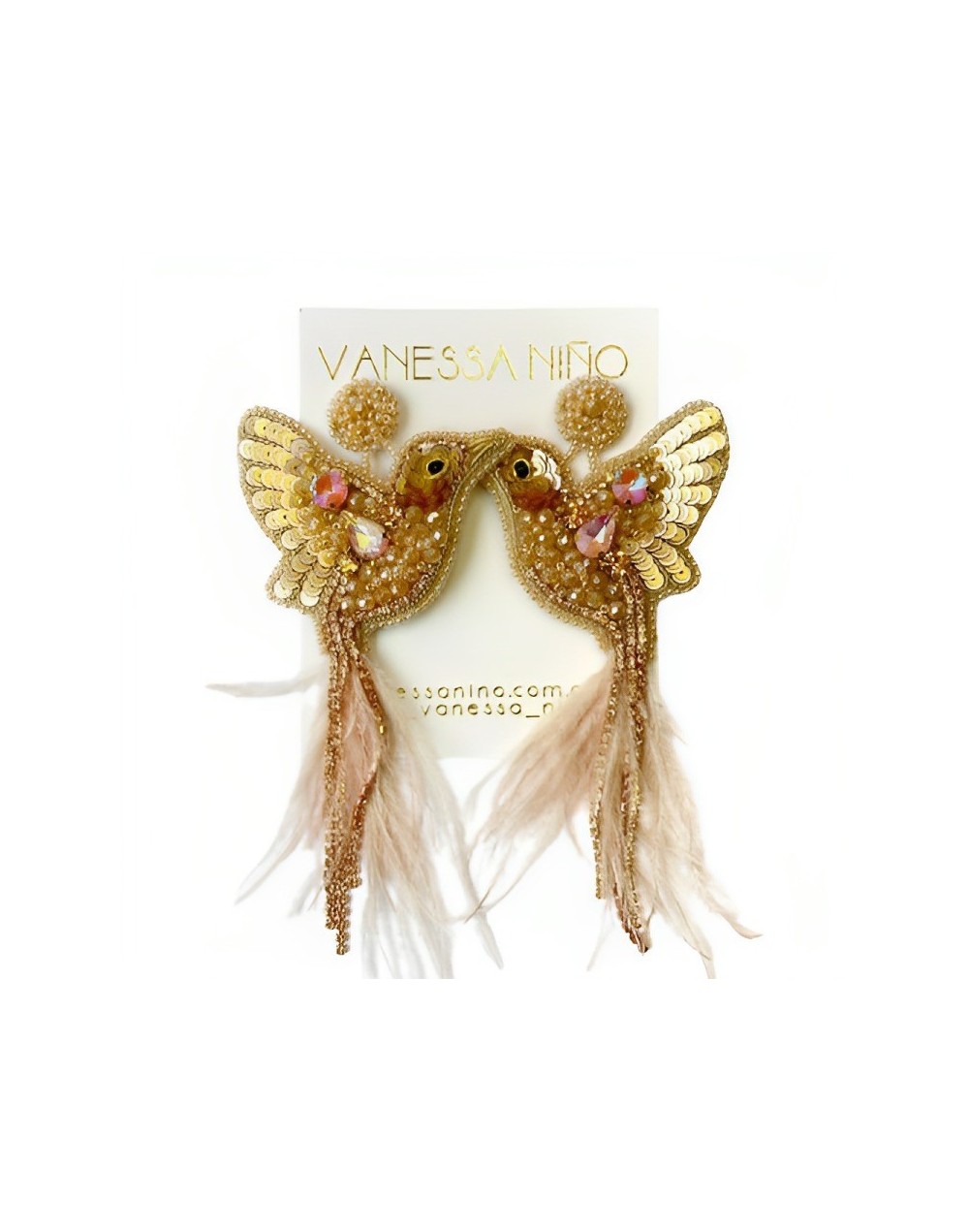 Aretes colibri cola larga rosegold