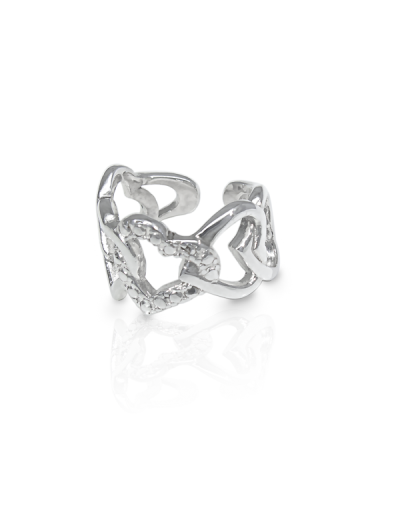 Arete earcuff corazones plata 925 ajustable