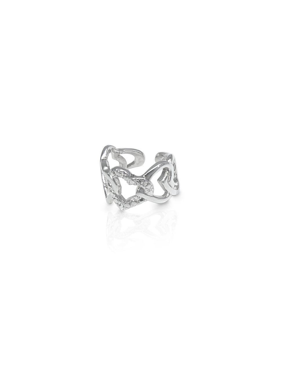 Arete earcuff corazones plata 925 ajustable